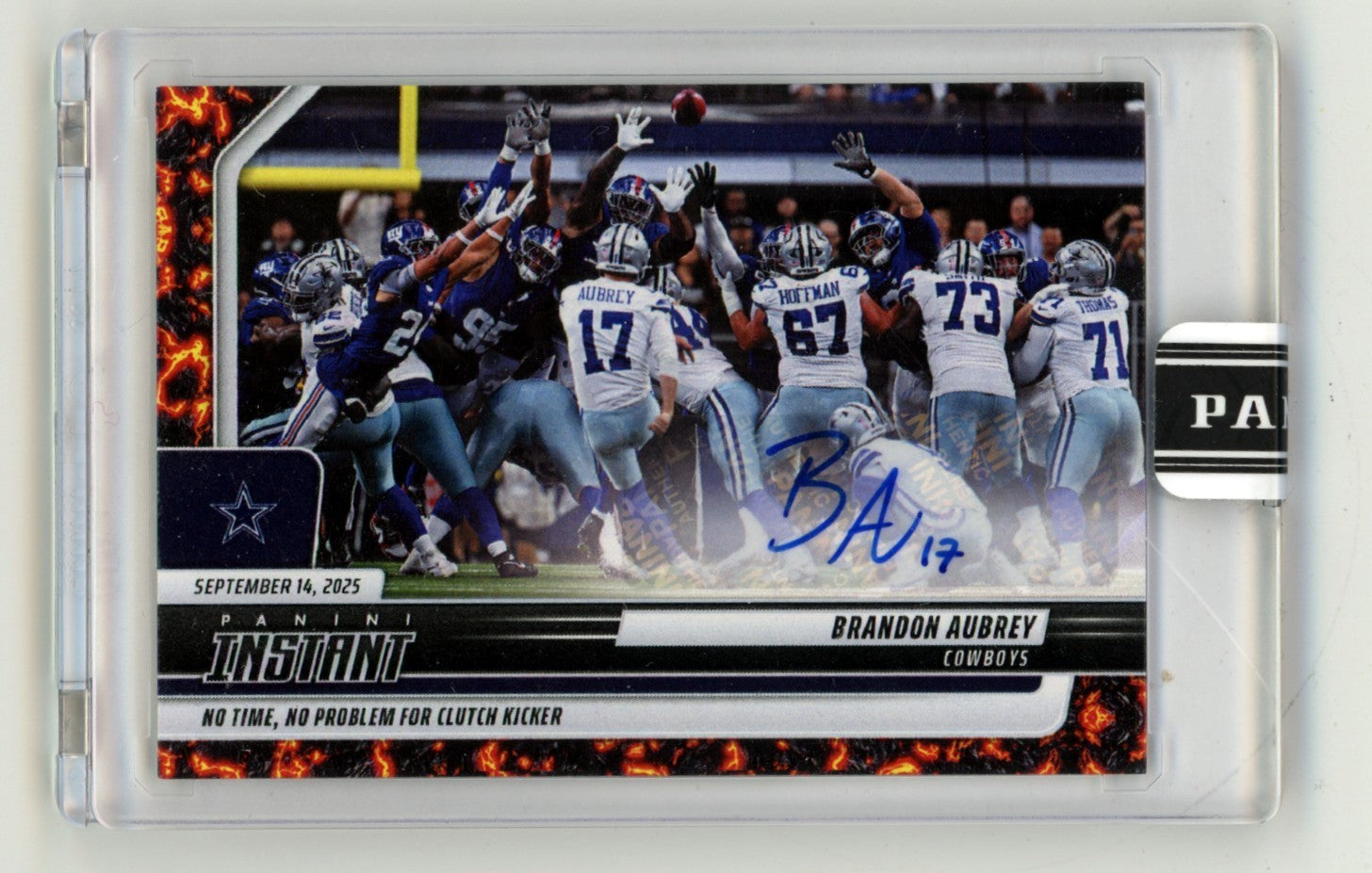 Brandon Aubrey 2025 Panini Instant #80 Lava Parallel Signed Auto #1/1 Cowboys0