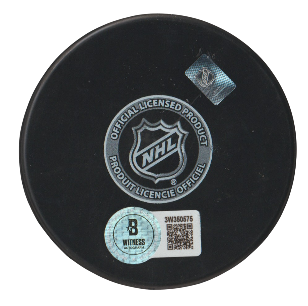 Brian Propp Signed Philadelphia Flyers Logo Puck Guffaw Beckett Witness BAS COA1