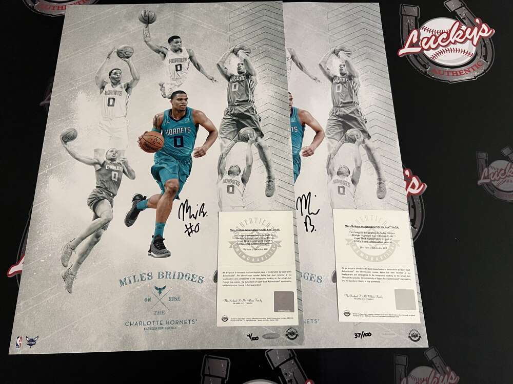 Miles Bridges Signed Auto 24x16 Photo On The Rise LE /100 Upper Deck UDA COA4