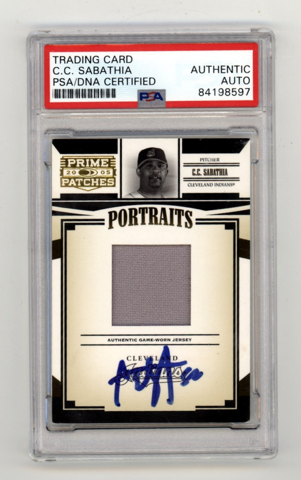 CC Sabathia 2005 Donruss  Prime Patches Portraits GU Jersey Signed /150 PSA Auto0