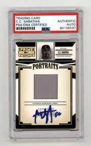 CC Sabathia 2005 Donruss  Prime Patches Portraits GU Jersey Signed /150 PSA Auto0