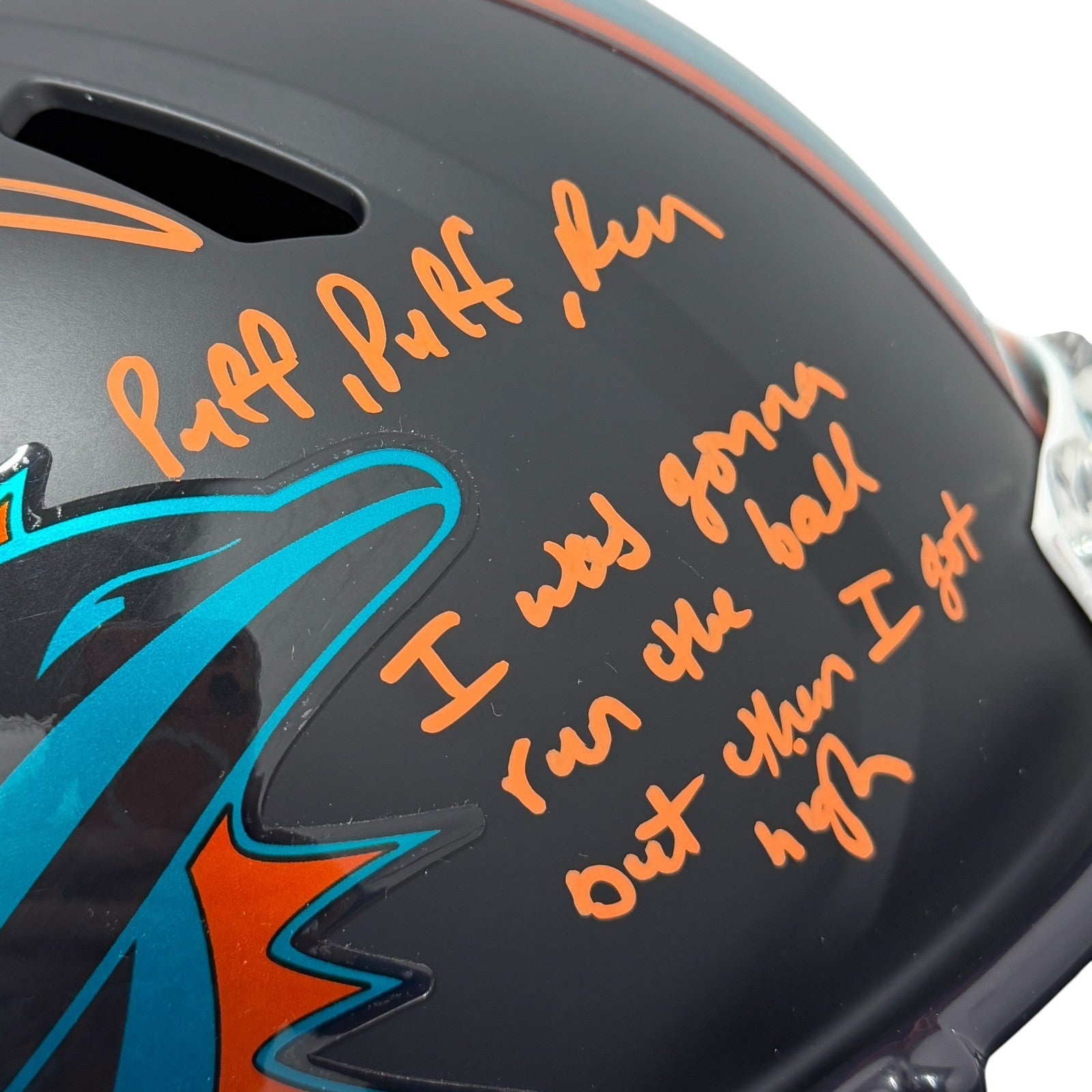 Ricky Williams Signed Dolphins Rivalries FS Full Size Helmet Weed Insc JSA W COA2