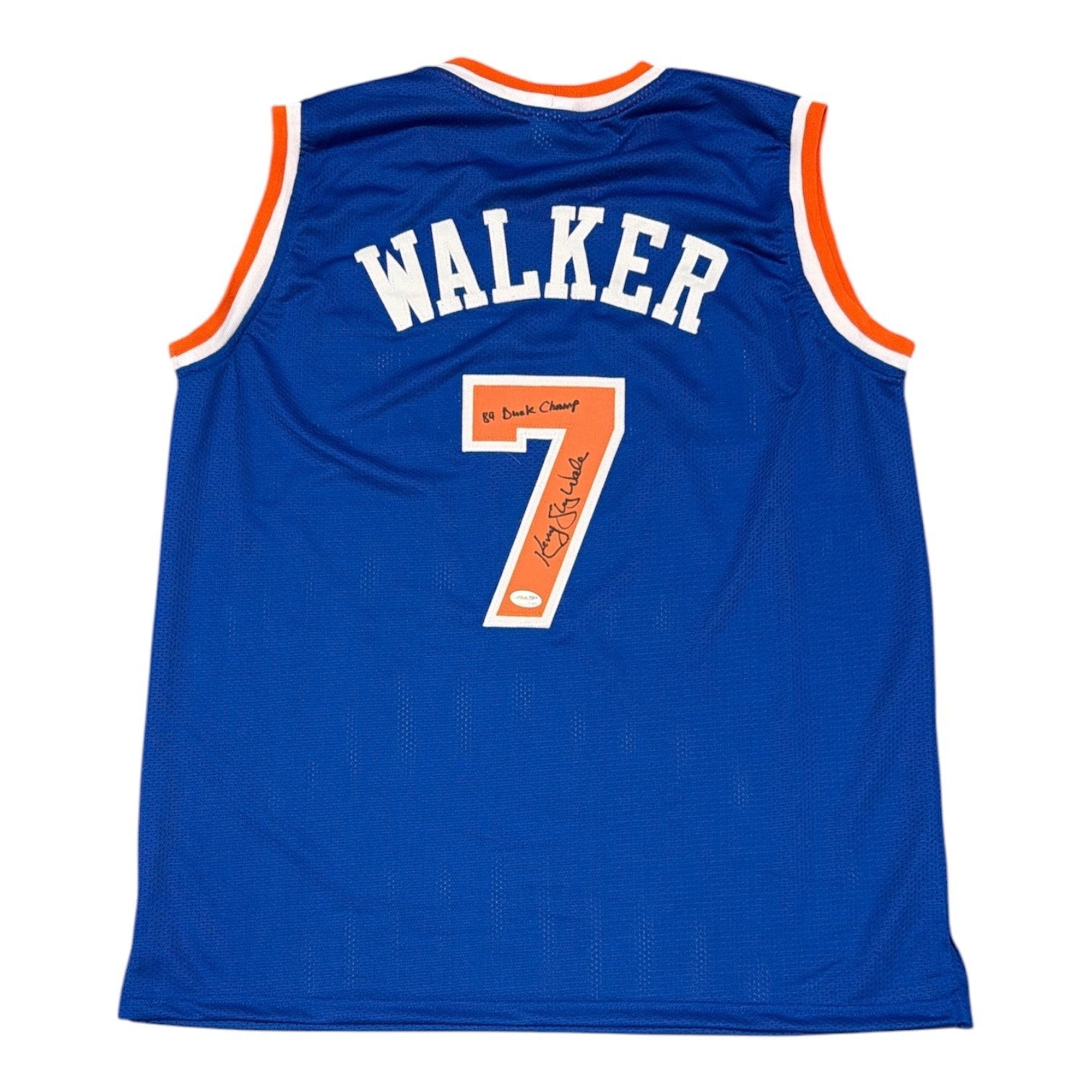 Kenny Sky Walker Signed New York Knicks Custom Jersey w/ 89 Dunk Champ JSA W COA0