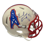 Earl Campbell Signed Titans Oilers Retro Mini Helmet w/ HOF 91 JSA Witness COA0
