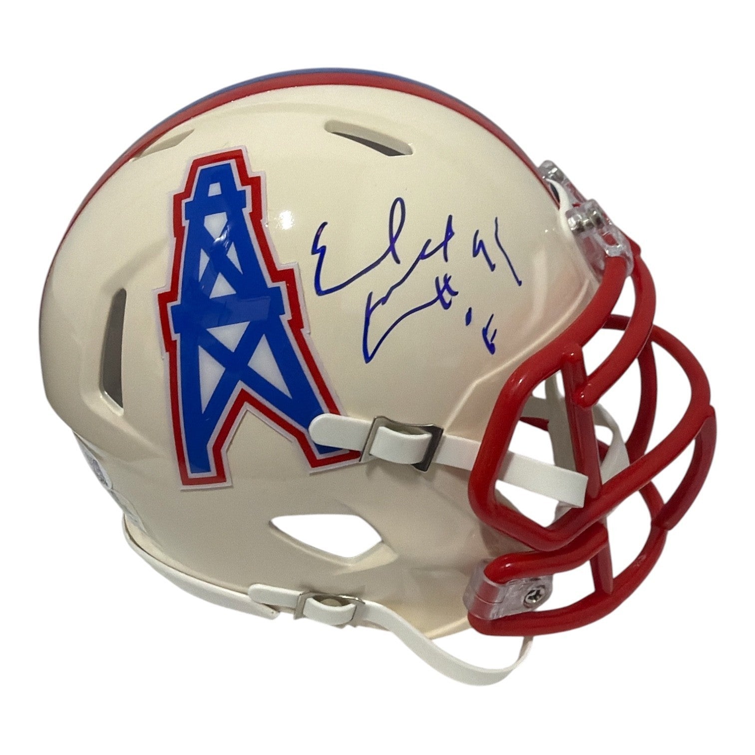 Earl Campbell Signed Titans Oilers Retro Mini Helmet w/ HOF 91 JSA Witness COA0
