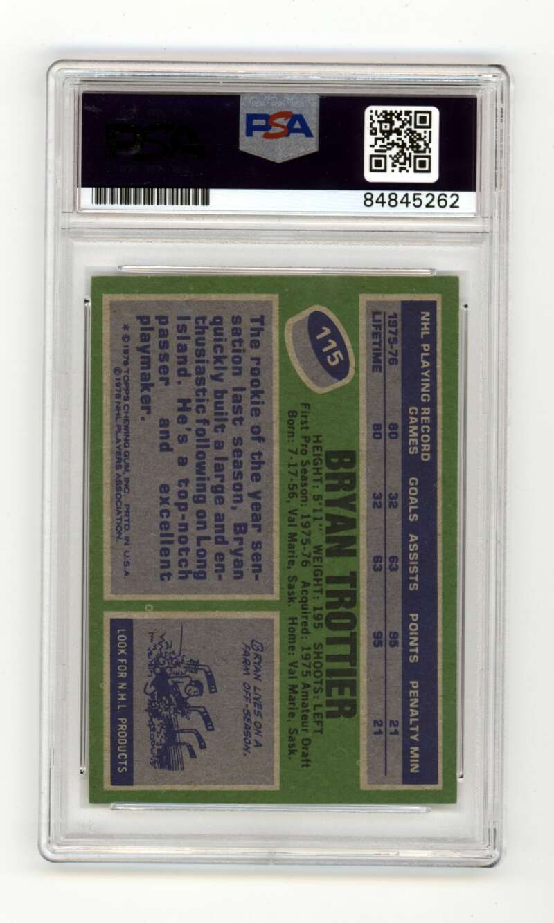 Bryan Trottier 1976-77 Topps #115 RC w/ HOF + ROY Ins Signed PSA Authentic Auto1