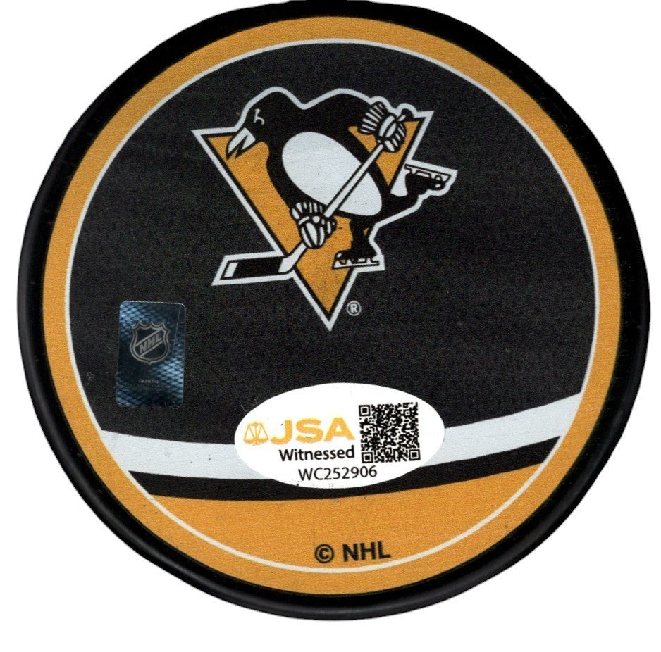 Kevin Stevens Signed Penguins Reverse Retro Puck w/ 2x Cup  Insc JSA Witness COA1