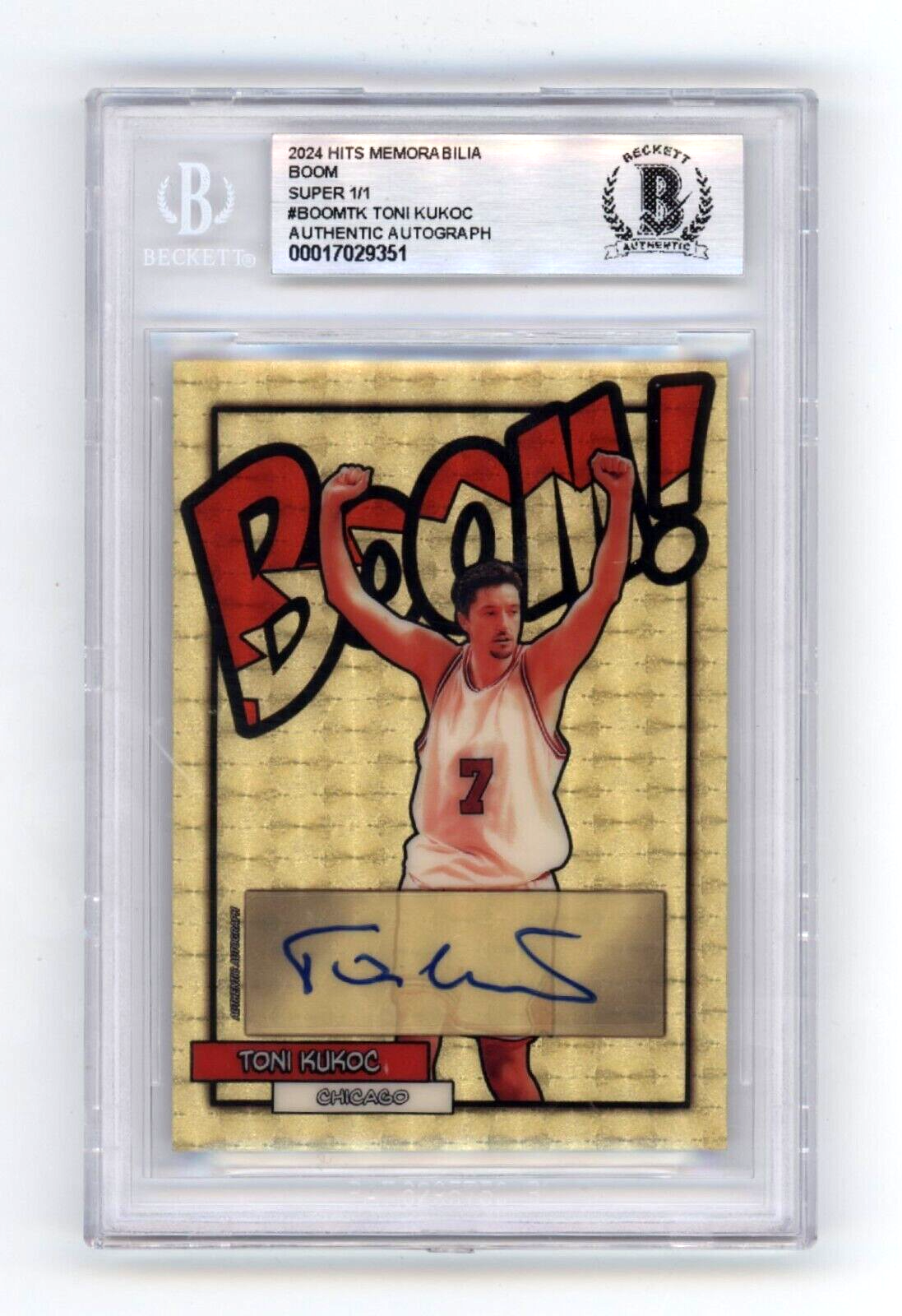 Toni Kukoc 2024 Hits Memorabilia BOOM Super #1/1 Signed BGS BAS Auto Bulls HOF0