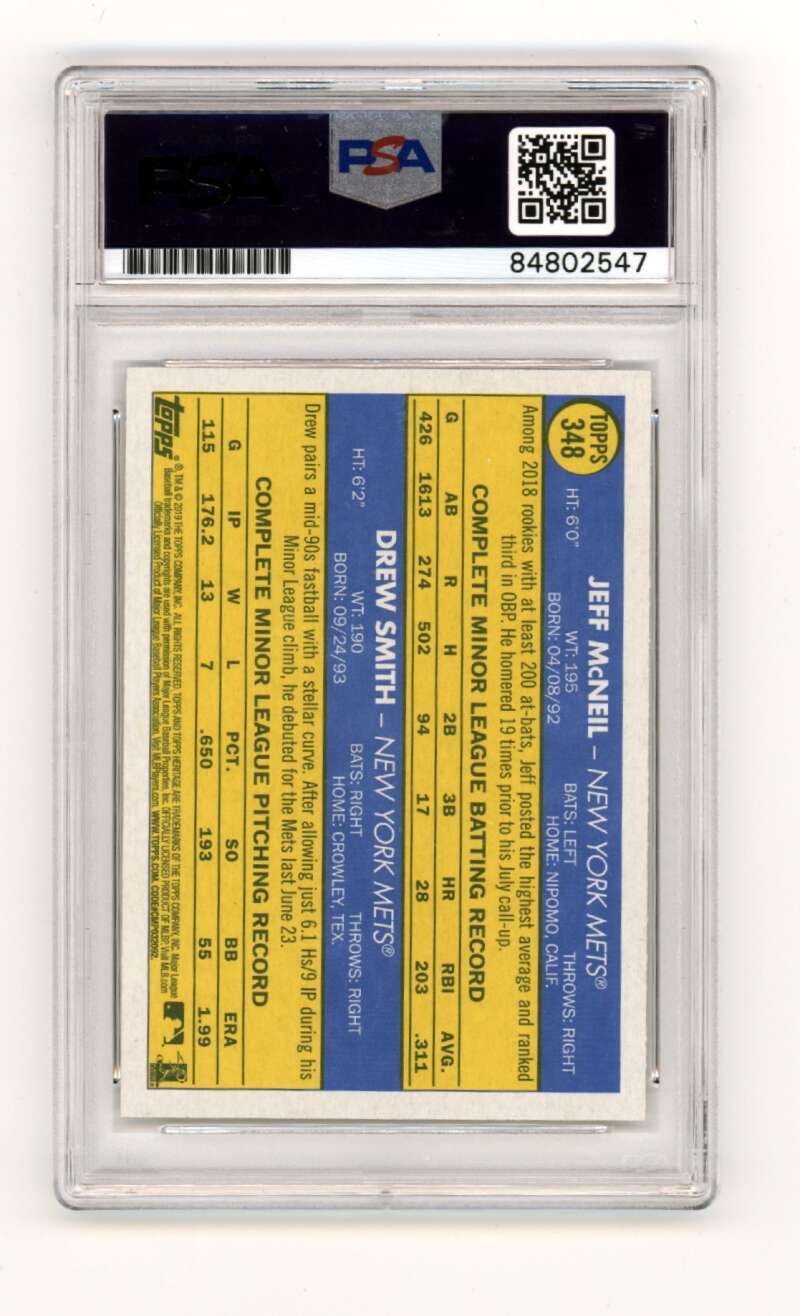 Jeff McNeil Drew Smith 2019 Topps Heritage 348 RC Dual Signed PSA Authentic Auto1
