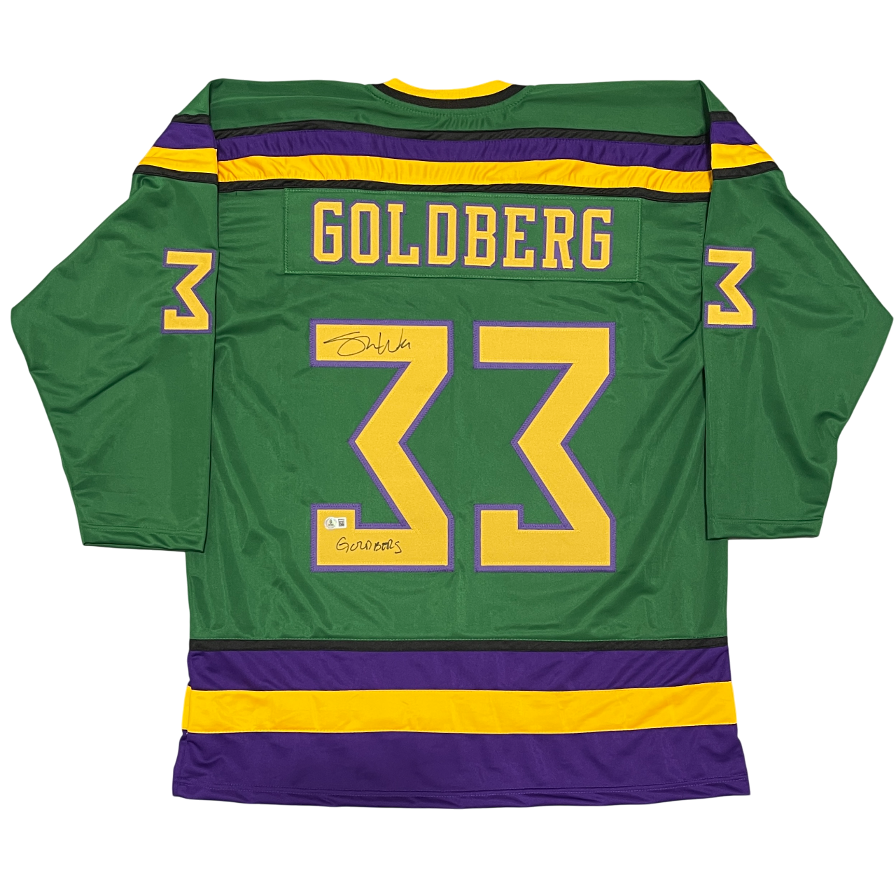 Shaun Weiss Signed ‘Goldberg’ Mighty Ducks Custom Jersey Beckett Witness BAS COA0