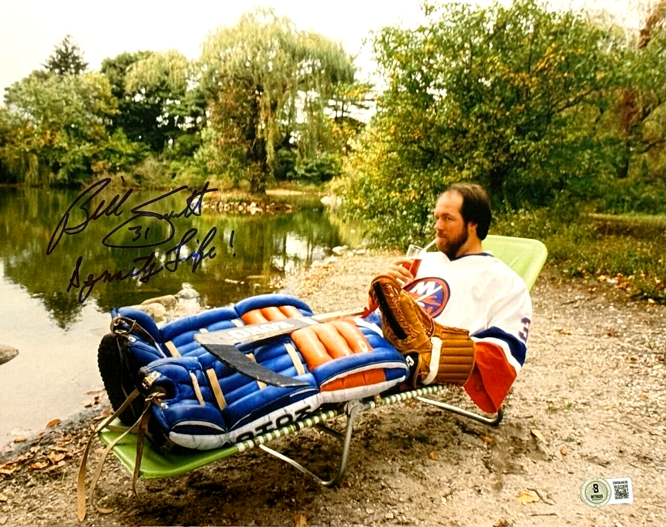 Billy Smith Signed Islanders 11x14 Photo w/ Dynasty Life Beckett Witness BAS COA0