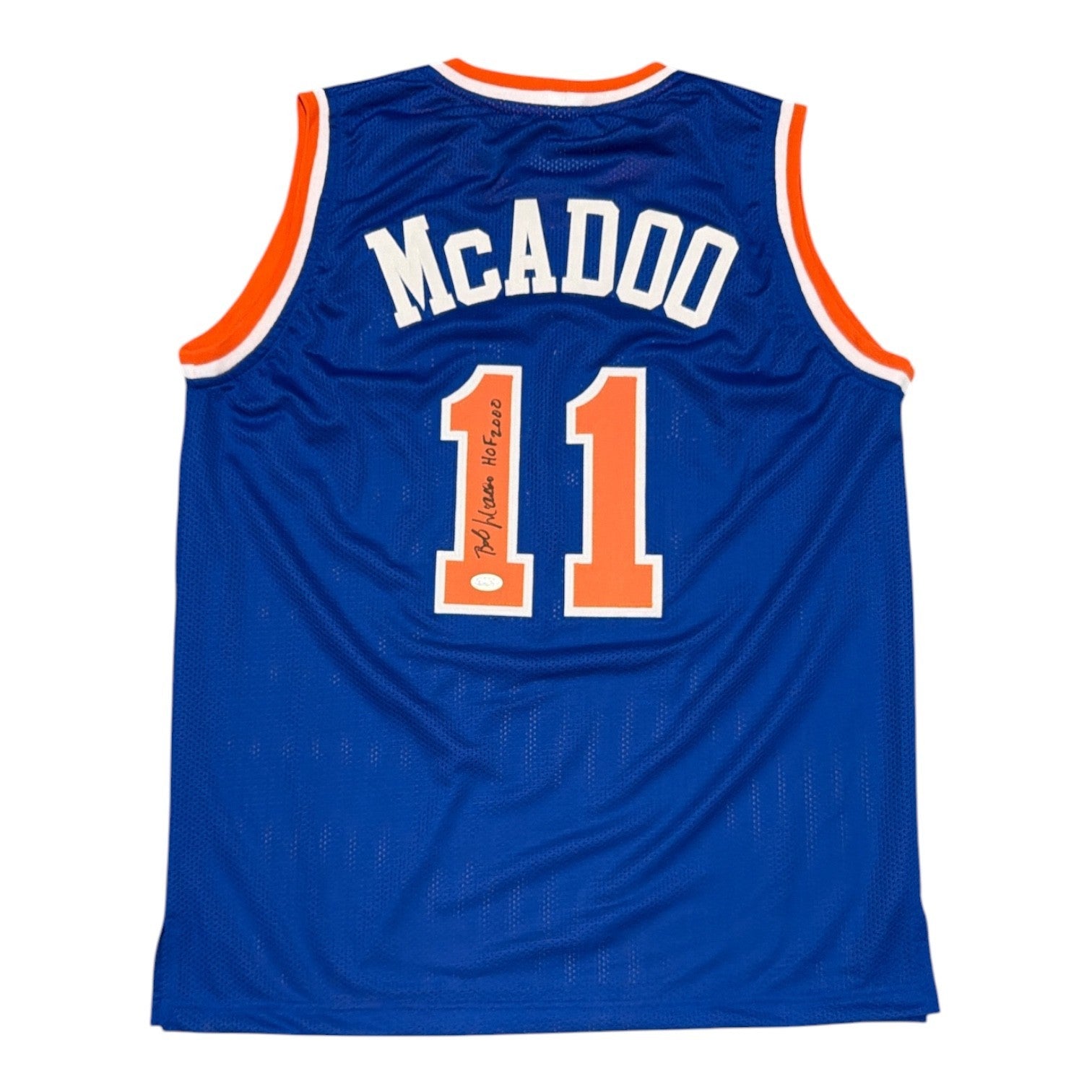 Bob McAdoo Signed New York Knicks Custom Jersey w/ HOF 2000 JSA Witness COA0