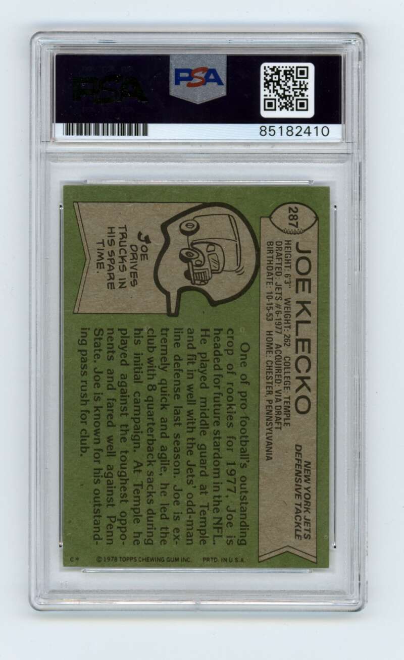 Joe Klecko 1978 Topps 287 Rookie RC w/ HOF 23 Ins Signed PSA Authentic Auto Jets1