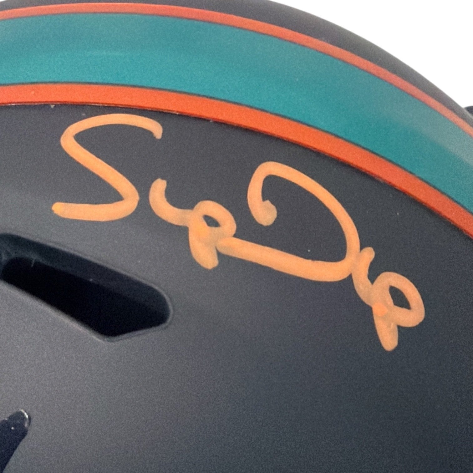 Mark Clayton & Mark Duper Dual Signed Dolphins Rivalries Mini Helmet JSA Wit COA2