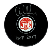 Chris Chelios Signed Auto Red Wings Farewell Joe Puck w HOF 2013 Beckett BAS COA0