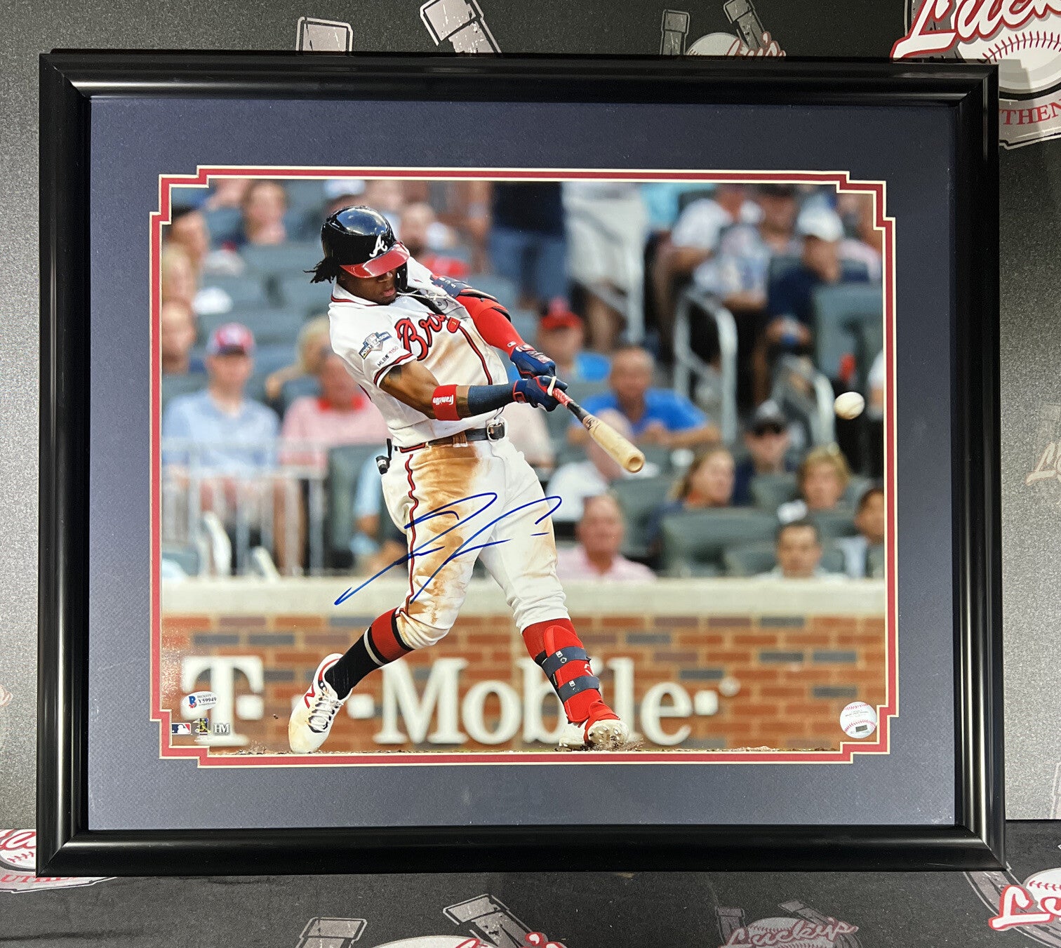 Ronald Acuna Jr Signed Framed 16x20 Photo Post Season Beckett BAS COA0