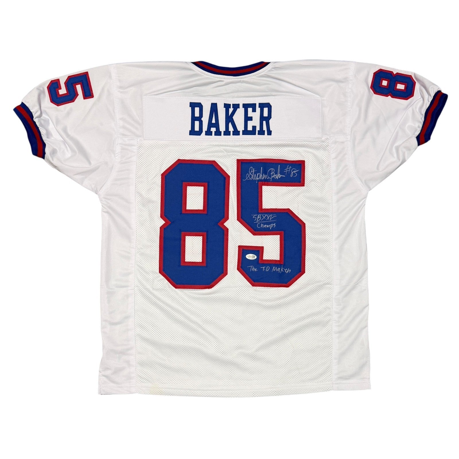 Stephen Baker Signed New York Giants Custom Jersey w/ 2x Insc JSA Witness COA0