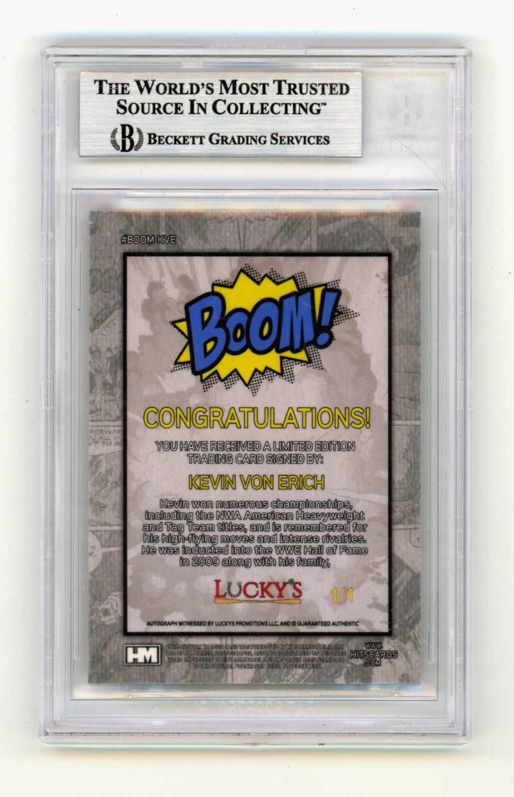 Kevin Von Erich 2024 Hits Memorabilia BOOM Super 1/1 Signed BGS BAS Auto1