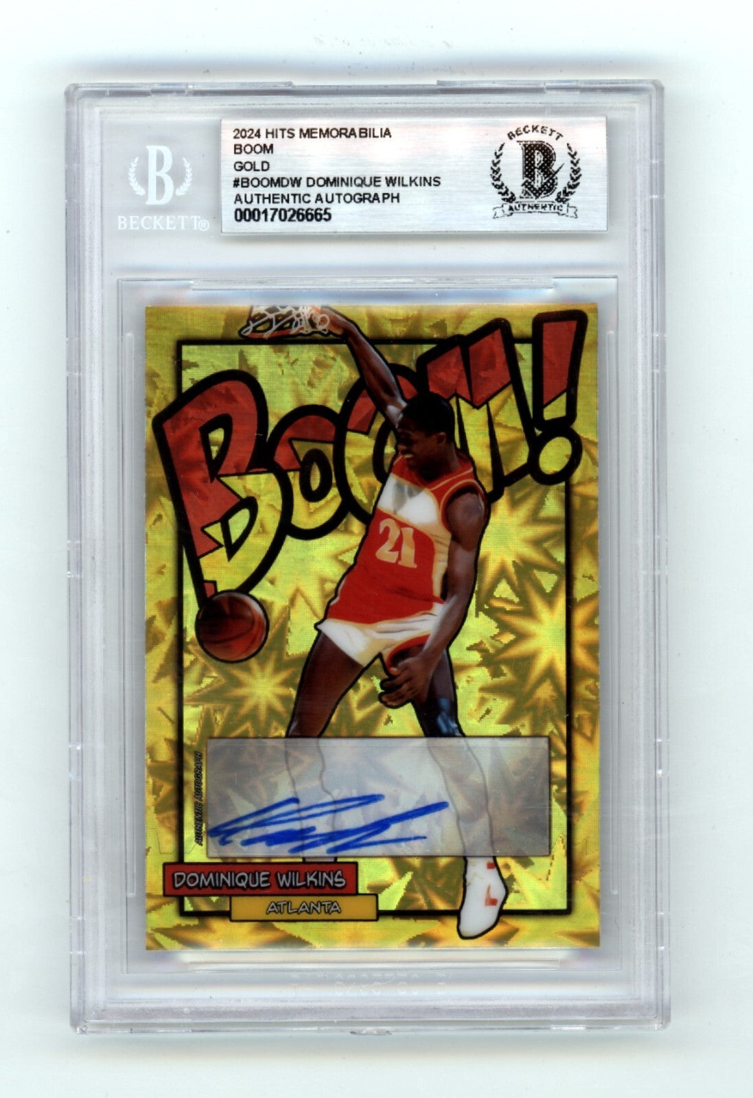 Dominique Wilkins 2024 Hits Memorabilia BOOM Gold #/10 Signed BGS BAS Auto Hawks0