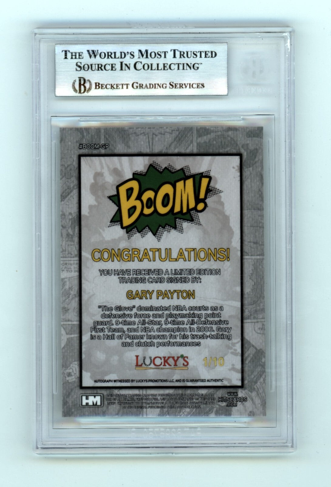Gary Payton 2024 Hits Memorabilia BOOM Gold #/10 Signed BGS BAS Auto Sonics1