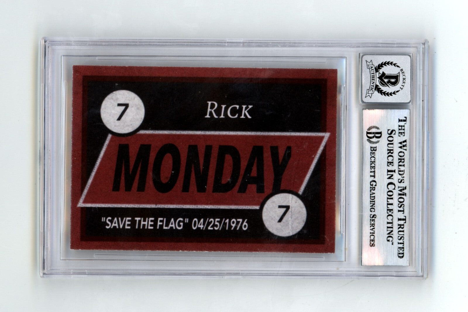 Rick Monday "Save The Flag" Custom Card JSY #7/7 Signed GBA Beckett BGS 10 Auto1