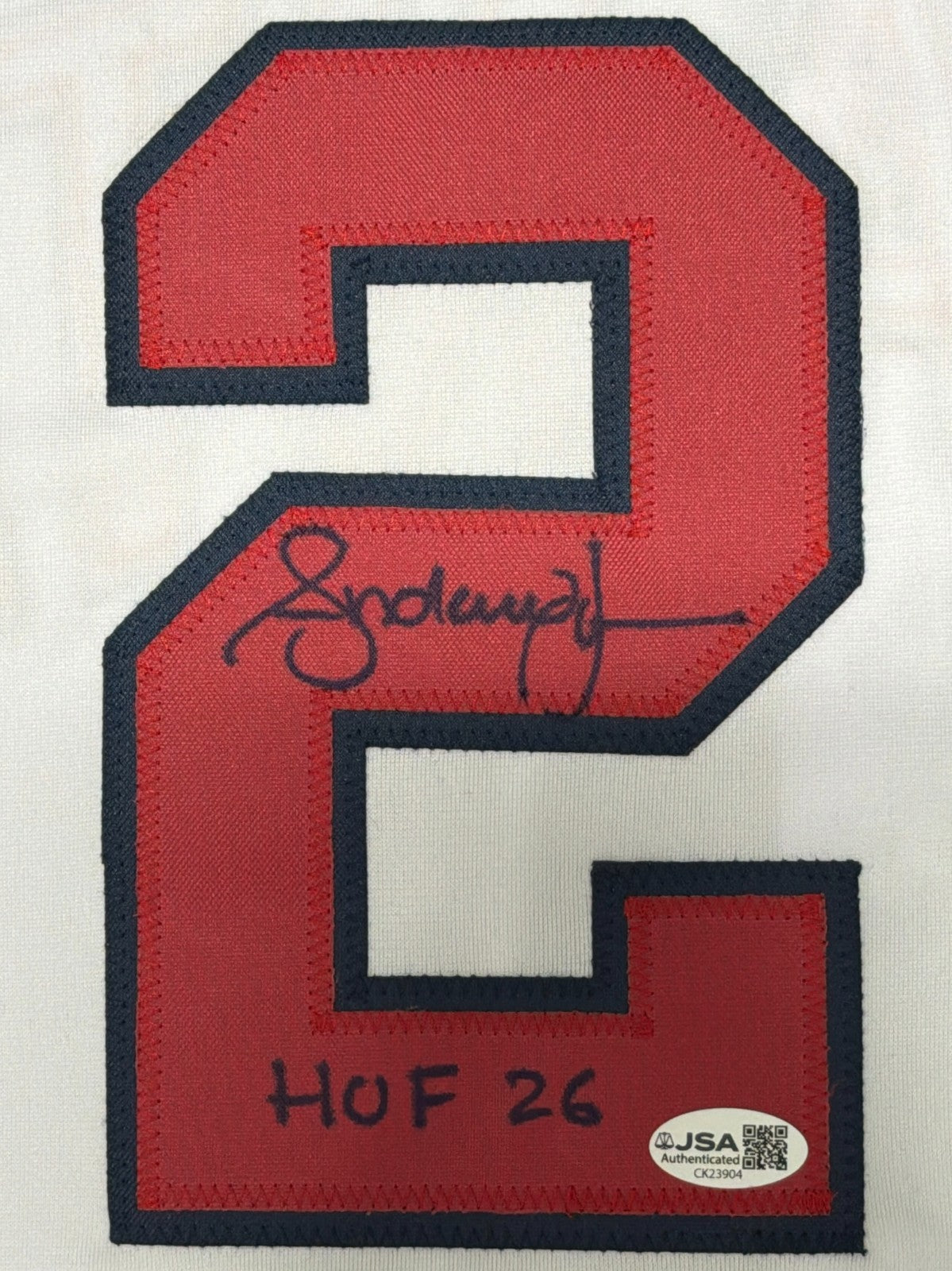 Andruw Jones Signed Autographed Atlanta Braves Custom Jersey w/ HOF 26 JSA COA1