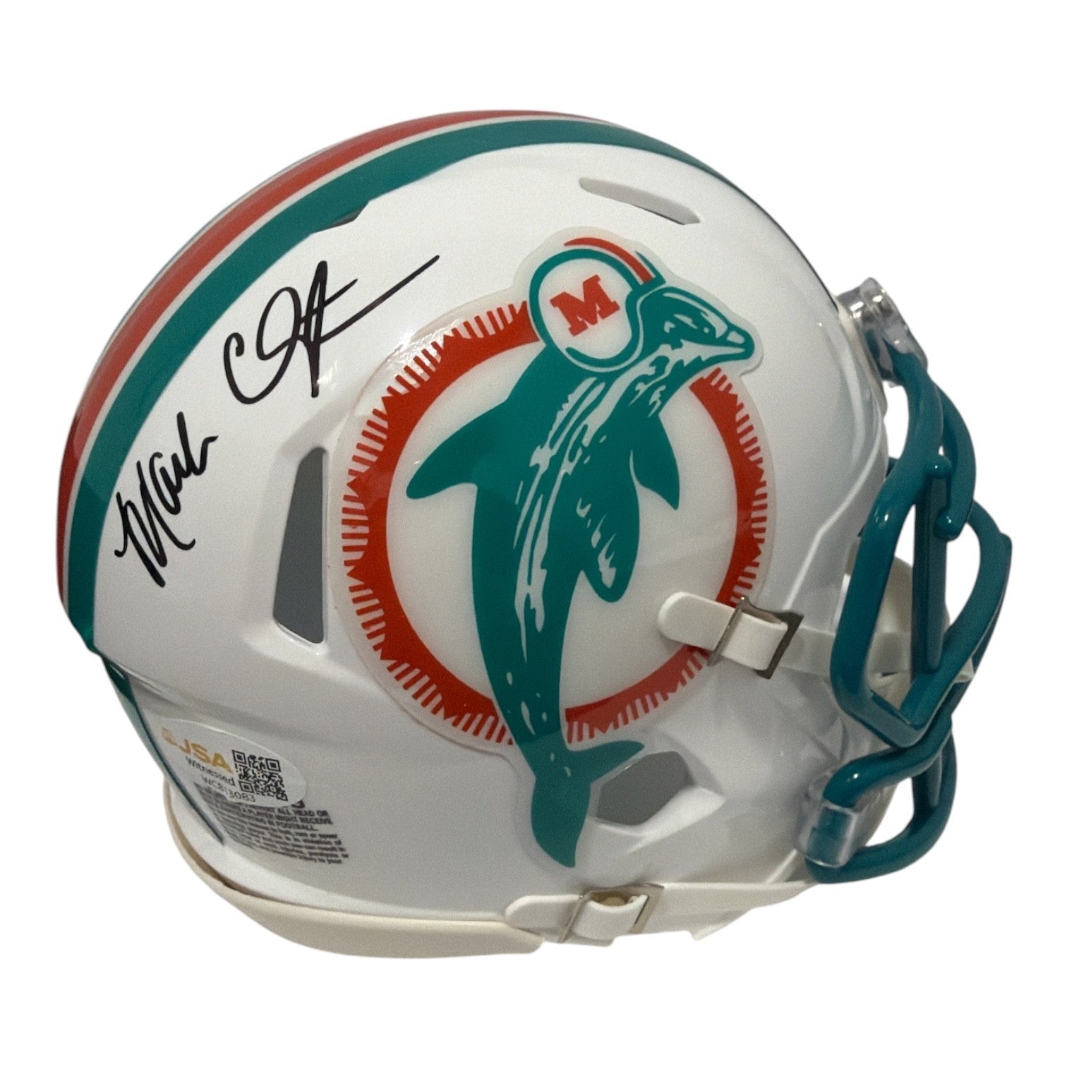 Mark Clayton Signed Autographed Miami Dolphins TB Mini Helmet JSA Witness COA0