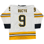 Johnny Bucyk Signed Bruins Custom Jersey HOF 1981 + SCC Beckett W BAS COA0