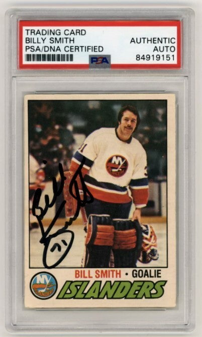 Billy Smith 1977-78 O-Pee-Chee OPC #229 Signed PSA Authentic Black Auto NYI HOF0