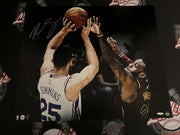 Ben Simmons Signed 24x20 Photo Matchup vs LeBron James Upper Deck UDA COA0