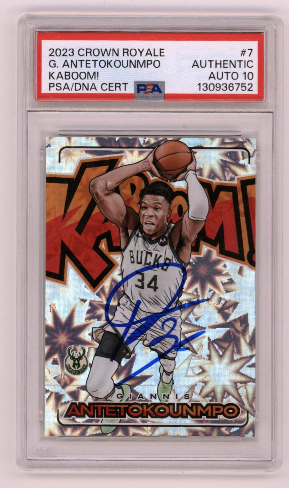 Giannis Antetokounmpo 2023-24 Vertical Kaboom Signed PSA 10 Auto Bucks0