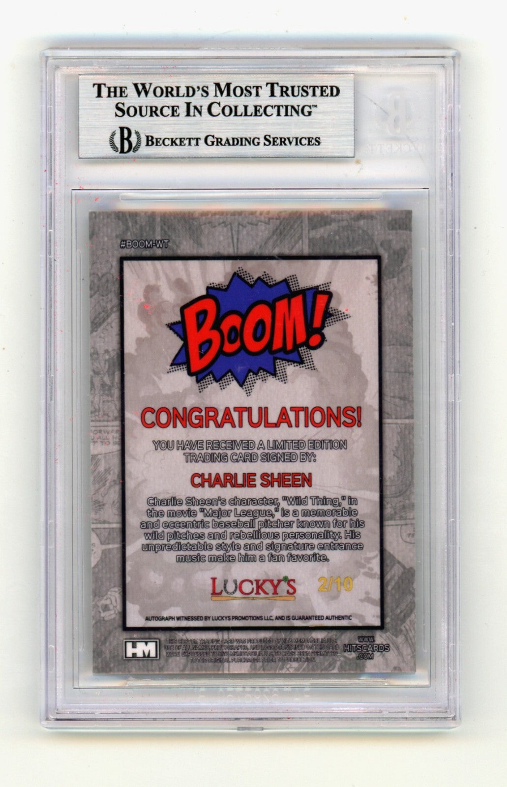 Charlie Sheen 2024 Hits Memorabilia BOOM Gold /10 Signed BGS BAS Auto Wild Thing1