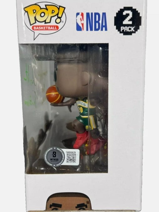 Gary Payton & Shawn Kemp Signed Auto NBA JAM Funko Pop w/ Ins Beckett W BAS COA3