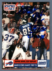 Stephen Baker Signed 1991 NFL Pro Set #49 w/ SB XXV Champs LSCM COA NY Giants0
