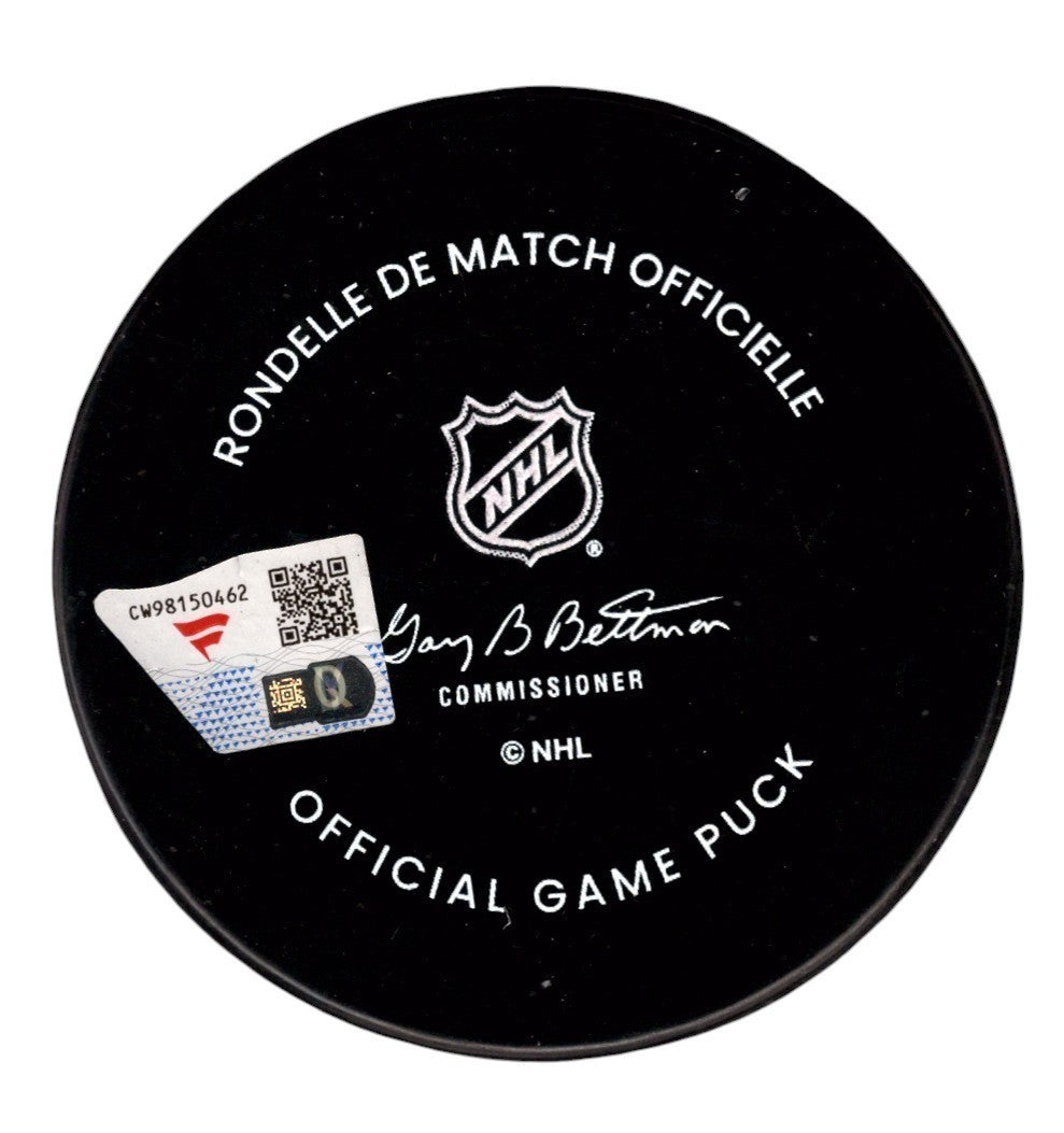 Connor Hellebuyck Signed Winnipeg Jets 15th Anniversary Game Puck Fanatics COA1