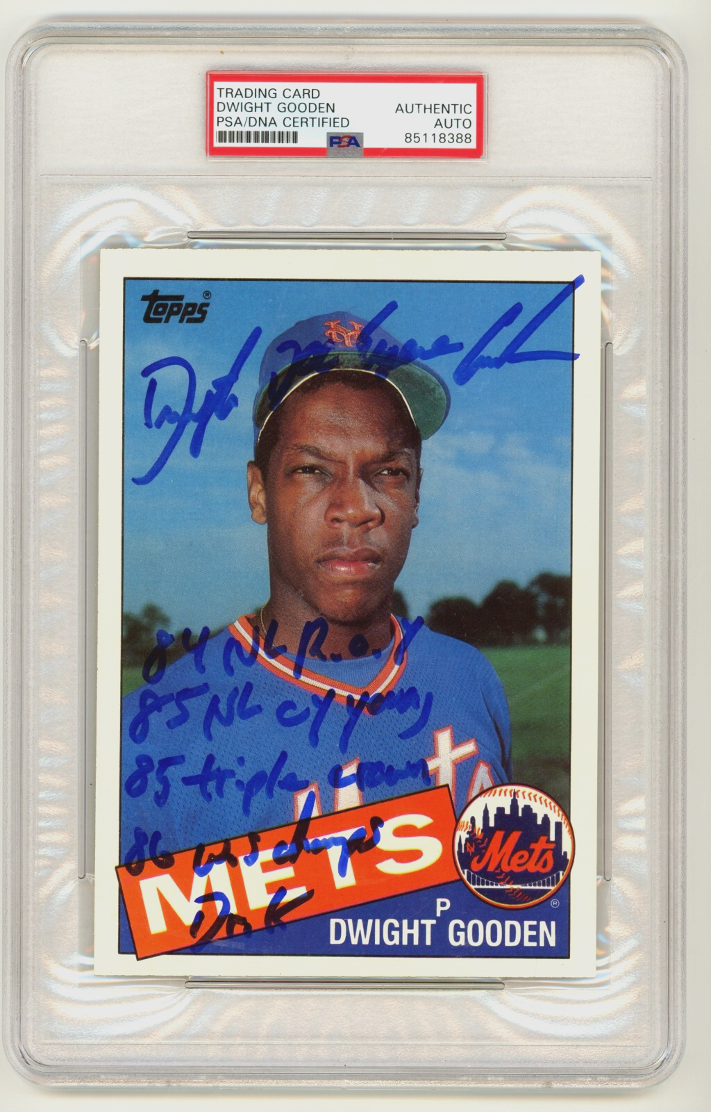 Doc Gooden 1985 Topps 5x7 Oversized RC Signed w/ Full Name 6 Insc PSA Auth Auto0