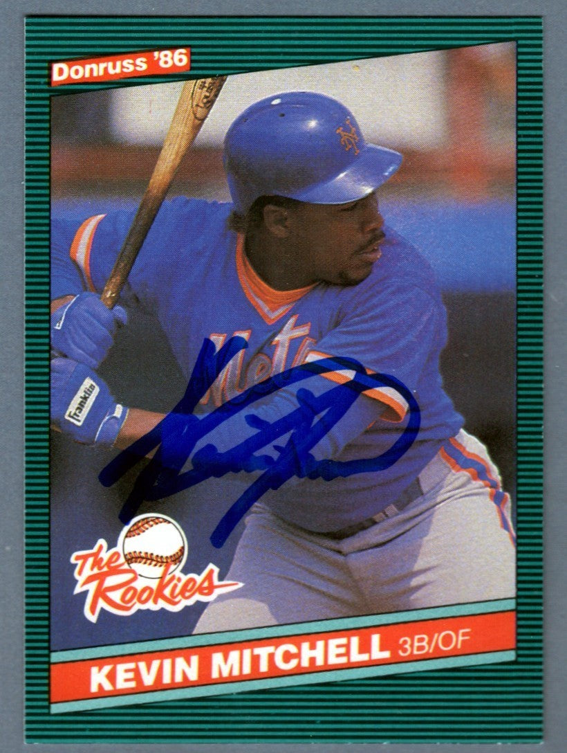 Kevin Mitchell Signed 1986 Donruss #17 The Rookies RC LSCM COA New York Mets0