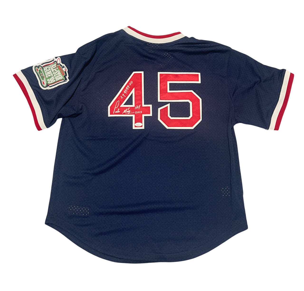 Pedro Martinez Signed Auto M&N Authentic BP Red Sox Jersey HOF CY In JSA WIT COA0