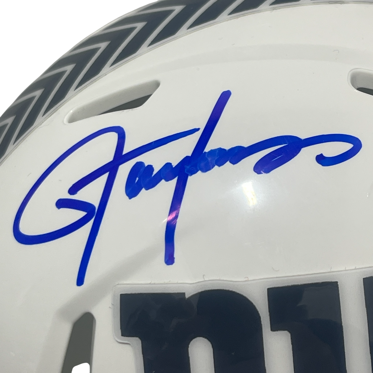 Lawrence Taylor Signed NY Giants Salute 24 Mini Helmet Beckett Witness BAS COA1