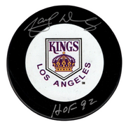 Marcel Dionne Signed Auto LA Kings Puck w/ HOF 92 Beckett Witness BAS COA White0