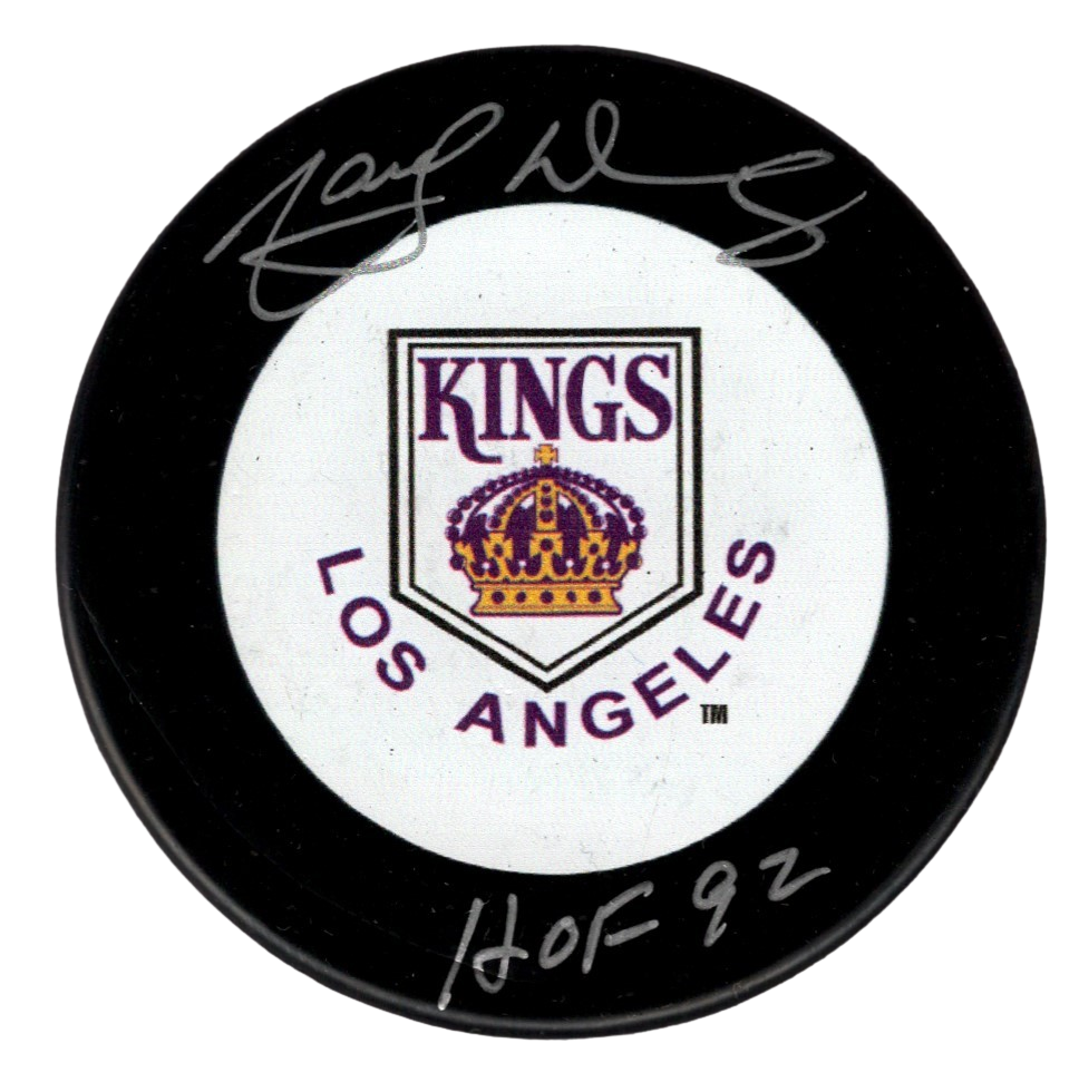 Marcel Dionne Signed Auto LA Kings Puck w/ HOF 92 Beckett Witness BAS COA White0