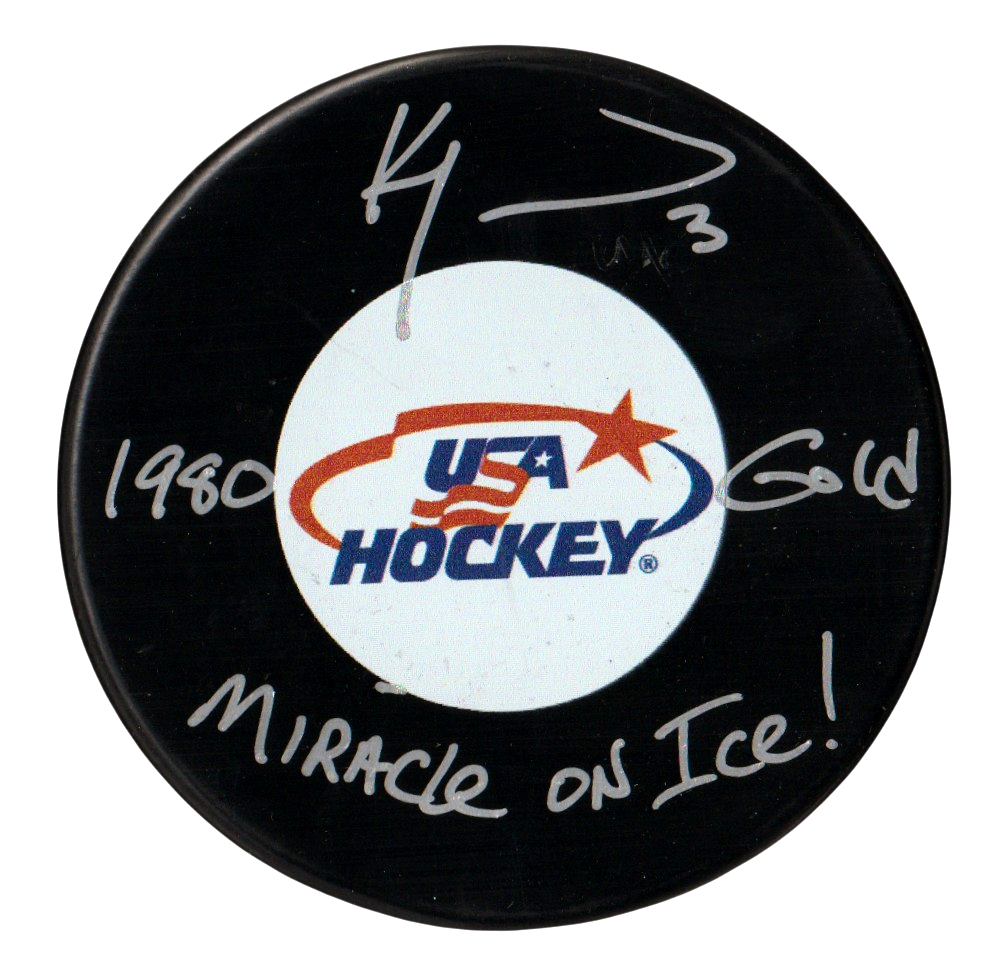 Ken Morrow Signed USA Logo Puck w/ 1980 Gold Miracle on Ice! Beckett Wit BAS COA0