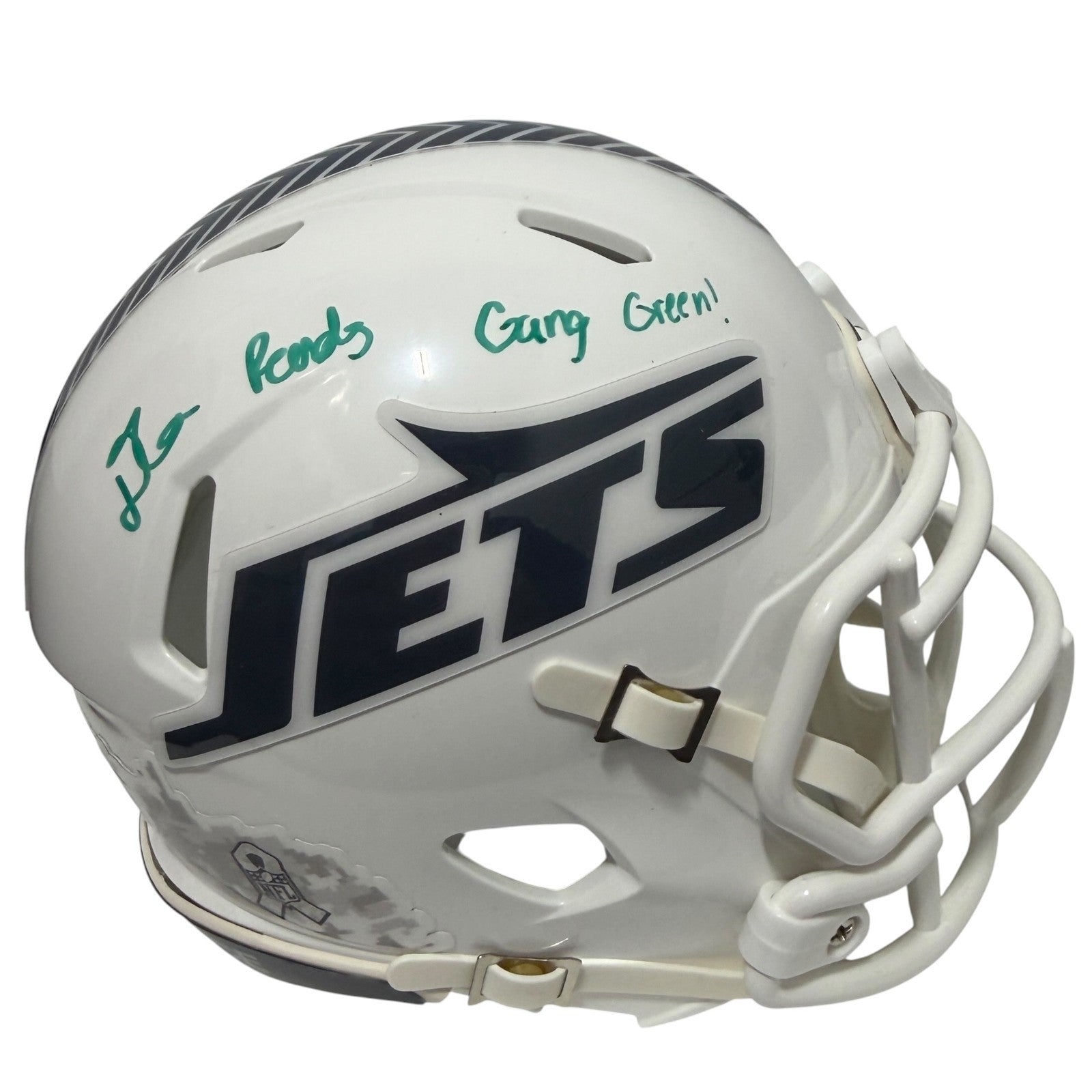 D'Angelo Ponds Signed New York Jets Salute Mini Helmet w/ Gang Green JSA Wit COA0