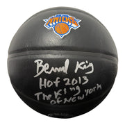 Bernard King Signed Black Knicks Wilson NBA Basketball w/ HOF + NY Ins JSA W COA0