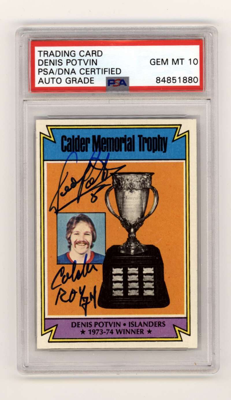 Dennis Potvin 1974-75 Topps #252 Calder Trophy w/ ROY Insc Signed PSA 10 Auto0