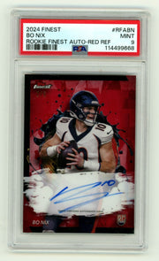 Bo Nix 2024 Topps Finest Rookie Auto Red Refractor #2/5 RC PSA 9 Denver Broncos0