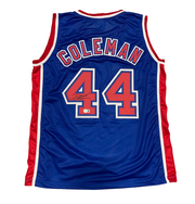 Derrick Coleman Signed New Jersey Nets Custom Jersey Beckett Witness BAS COA0