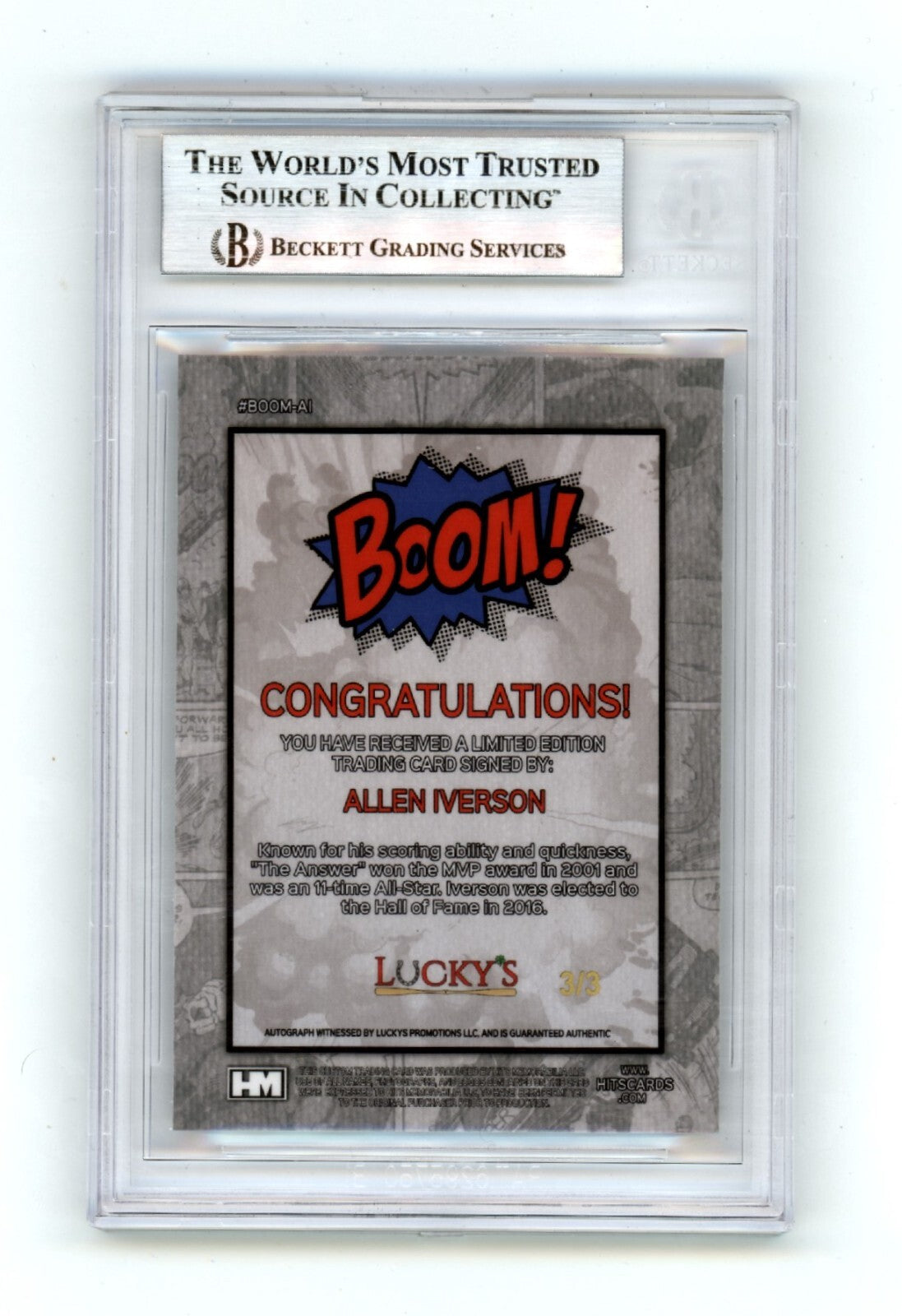 Allen Iverson 2024 Hits Memorabilia BOOM Silver Jersey # 3/3 Signed BGS BAS Auto1