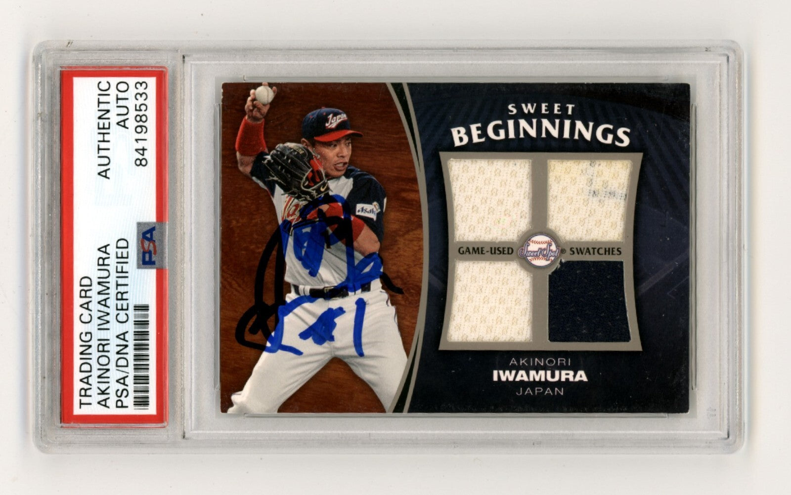 Akinori Iwamura 2006 Sweet Spot Beginnings Swatches WBC Jersey Signed PSA Auto0