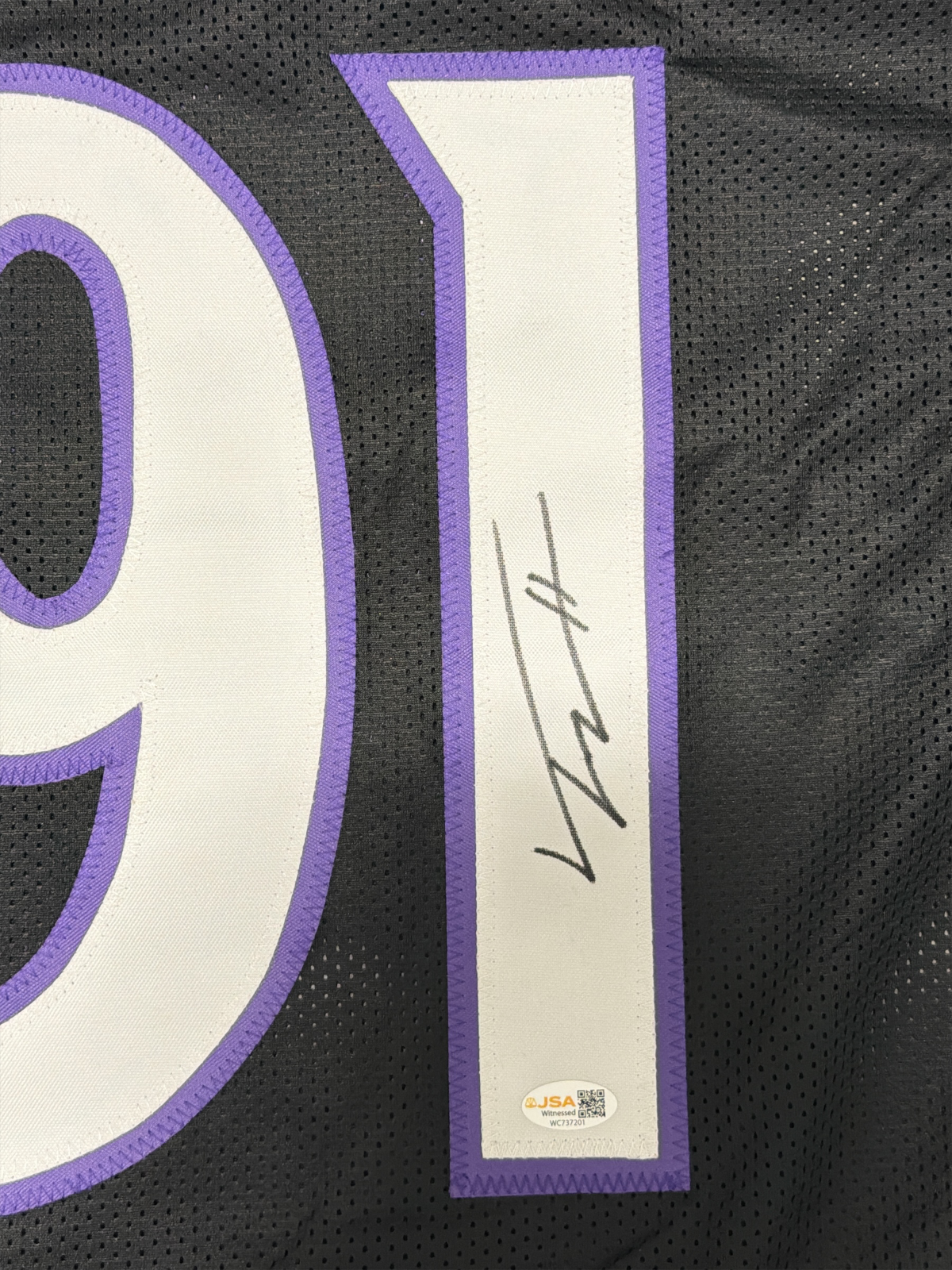 Trey Hendrickson Signed Baltimore Ravens Custom Jersey JSA Witness COA1